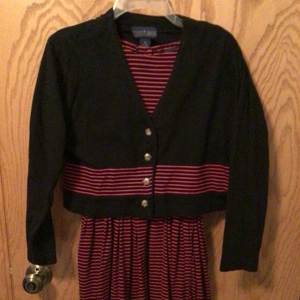 Herman Geist - Black and red striped dress with matching black jacket - Picture 2 of 11